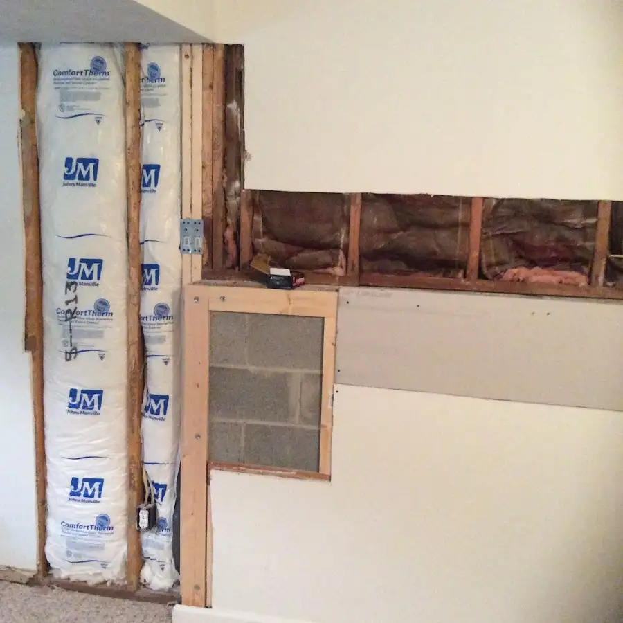 Wall insulation replacement during Basement Flood Cleanup in Heeia